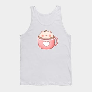 Kawaii cat in cup of coffee Tank Top